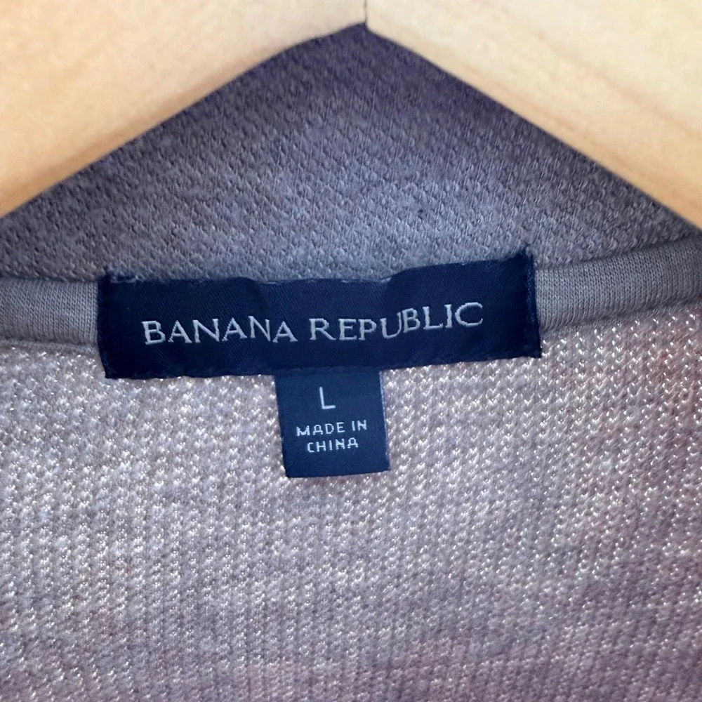Banana Republic Mens Tan Brown Ribbed Knit Quarter Zip Sweater Large BR Logo